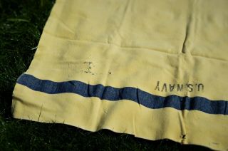 Vintage WWII Era 1940s US Navy ship Wool Blanket 77x55 Rare Exc. 7