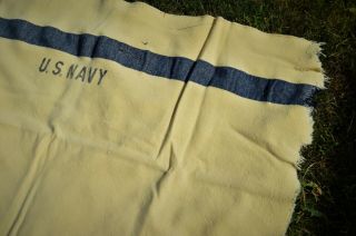Vintage WWII Era 1940s US Navy ship Wool Blanket 77x55 Rare Exc. 8