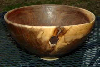 Estate Find Turned Wood Bowl Walnut Artist Signed