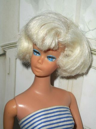 Vintage Rare Platinum Sidepart American Girl Clone Head Painted Leg Barbie Body