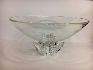 Steuben Crystal Glass Footed Centerpiece Bowl Vintage 60 ' s Donald Pollard Peony 2