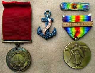Wwi Usn Named Good Conduct And Wwi Victory Medal Group: Rare Mobile Base Clasp
