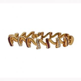 Charles Krypell Diamond Ruby Gold Bracelet 2