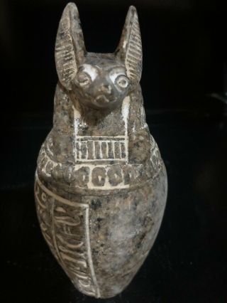 Rare Ancient Egyptian Granite Anubis Canopic Jars (old Kingdom)