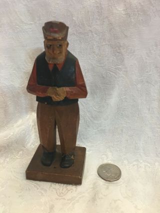 Trygg Hand Carved Wooden Old Country Man Figurine Figure Wood Sculpture Folk Art