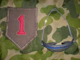 Ww2 British - Made 1st Infantry Division Patch & Combat Bracelet Set
