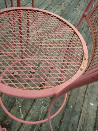 Vtg mesh Wrought Iron Bistro Outdoor Bar Height Patio Dining Table Chairs Deck 6