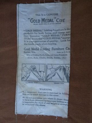 Vintage Military GOLD MEDAL Folding Furniture Wood & Canvas Cot made in USA 6