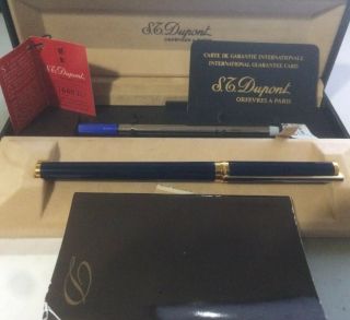 Vintage St Dupont Classic Blue Chinese Lacquer Ballpoint Pen Old Stock