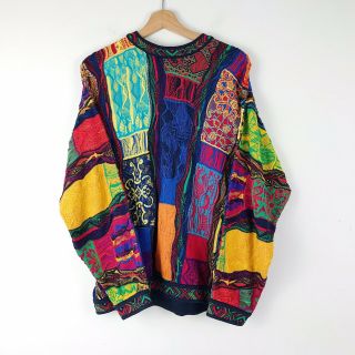 Coogi Multi Color Vtg 90s Knit Sweater Sz Medium Hip Hop Patterned Australia