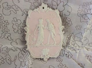 Arnart Jasperware Bisque Porcelain Courting Couple Wall Plaque 3d Relief