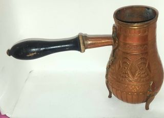 Antique Etched Copper Footed Coffee Tea Pot