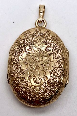 Rare Vintage 14k Solid Gold Art Nouveau Locket Pendant