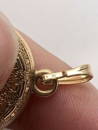 RARE Vintage 14k Solid Gold Art Nouveau Locket Pendant 6