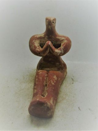 Circa 6000bce Ancient Tel Halaf Near Eastern Seated Terracotta Fertility Figure