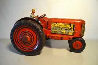 Vintage Marx Press Steel Farm Tractor Toy Metal Tin Litho Restore Parts Display