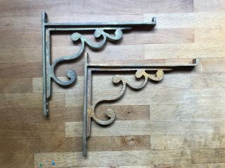 Antique Gilt Metal Shelf Brackets - Seven For C150mm Deep Shelves