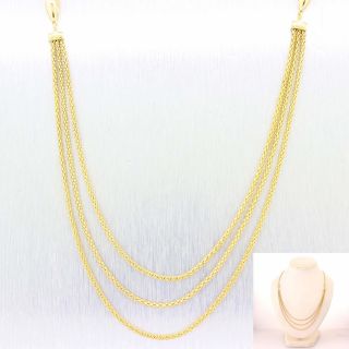 Ralph Lauren 14k Yellow Gold Diamond Cut 3 Row Cable Chain Link Necklace A9