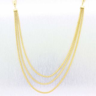 Ralph Lauren 14k Yellow Gold Diamond Cut 3 Row Cable Chain Link Necklace A9 3