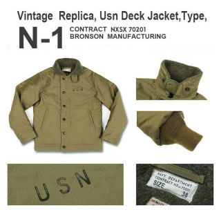 Bronson Deck Jacket USN N - 1 Mens Cotton Navy Coat Vintage Slim Fit NAVY Parka 4