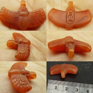 Agate Ancient Rare Butterfly Stone Amulet With Scarab Signs 25