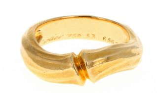 Vintage France Cartier 18k Yellow Gold Bamboo Ring 7.  5 G