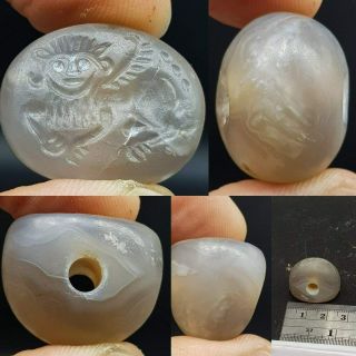Sassanian Ancient Rare Unique Lovely Agate Seal Stone Bead 25