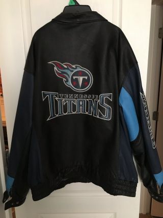 Vtg 1999 Tennessee Titans Leather Coat Bomber Jacket Size 4X Carl Banks G - III 4