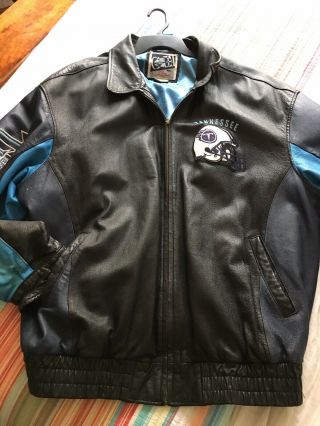 Vtg 1999 Tennessee Titans Leather Coat Bomber Jacket Size 4X Carl Banks G - III 5