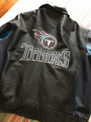 Vtg 1999 Tennessee Titans Leather Coat Bomber Jacket Size 4X Carl Banks G - III 7