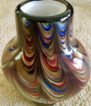Vintage Murano Italian Hand Blown Glass Multi - Colored Gorgeous Art Vase