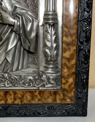 Vintage Virgin Mary / Madonna Silverplate Relief Plaque M.  Patentado Spain 11