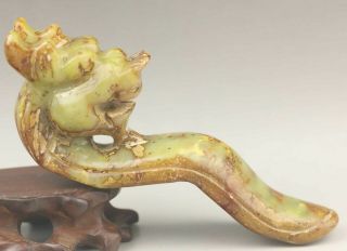 Chinese Old Natural Jade Hand - Carved Dragon Statue Pendant 5.  1 Inch