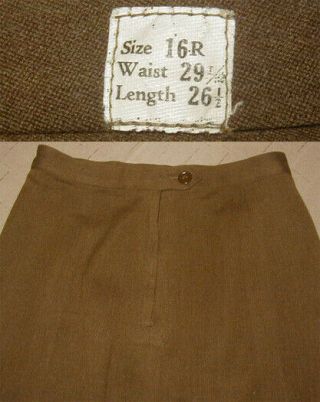 Wwii U.  S.  Army Wac Od Wool Skirt Enlisted - Size 16r