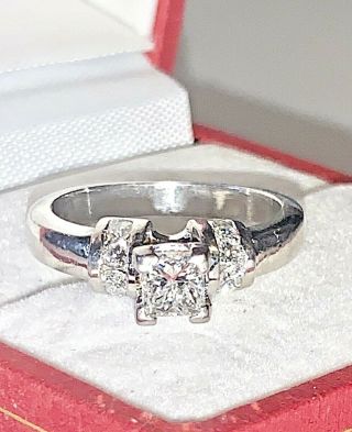 Heavy 950 Platinum.  65 Tcw G/vs2 Princess Diamond Ring,  8 Grams.