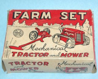 Illustrated Complete Box Only Louis Marx U.  S.  A.  Farm Set Mech.  Tractor And Mower
