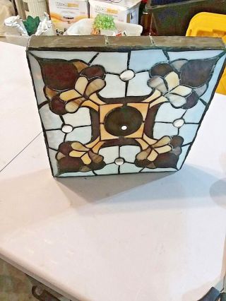 Vintage Mission Arts Crafts Stained Leaded Glass Lamp Light Shade Tiffany Style