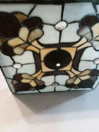 Vintage Mission Arts Crafts Stained Leaded Glass lamp light shade Tiffany Style 3