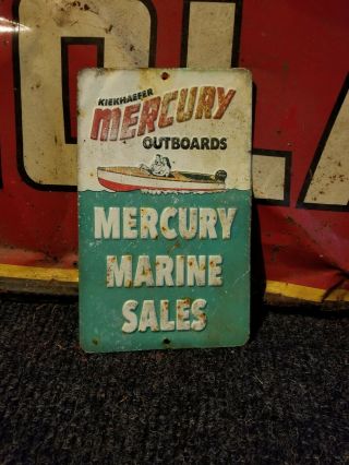 Vintage Old Mercury Outboard Motor Display Sales Service Metal Sign Advertising