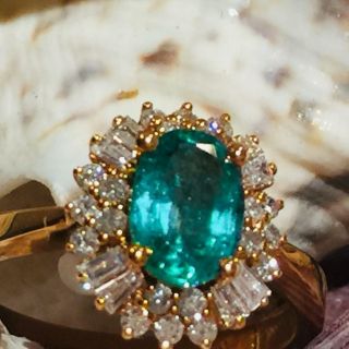 Estate Vintage 0.  76 Carats 18k Gold Natural Emerald Ring Jewelry Size 6 R463