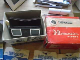 2 x vintage 3D Viewmaster bakelite & grey plastic viewers with 25 picture reels 2