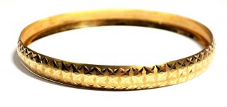 Vintage Maltese.  750 18ct Yellow Gold Diamond Cut Bangle / Bracelet,  7.  98g - W34