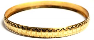 Vintage MALTESE.  750 18ct YELLOW GOLD Diamond Cut Bangle / Bracelet,  7.  98g - W34 3