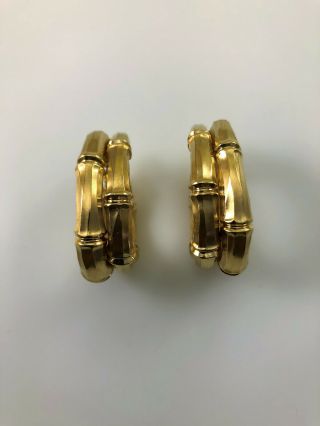 Vintage Cartier 18k Yellow Gold Bamboo Hoop Earrings