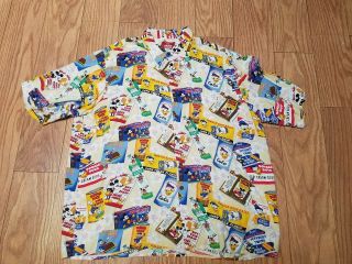 Reyn Spooner Disney Mickey Mouse Donald Duck Vintage Ad Hawaiian Shirt Sz Xl