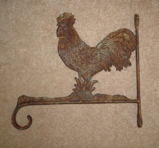 Vintage American Folk Art Cast Iron Chicken Double - Sided Plant / Chime Hanger