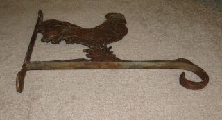 Vintage AMERICAN FOLK ART CAST IRON CHICKEN DOUBLE - SIDED PLANT / CHIME HANGER 3