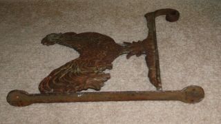 Vintage AMERICAN FOLK ART CAST IRON CHICKEN DOUBLE - SIDED PLANT / CHIME HANGER 4