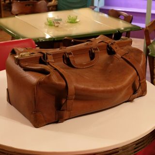 Vintage Impressive  Saks Fifth Avenue LARGE  Brown Gladstone Bag 1950s 1960s 5