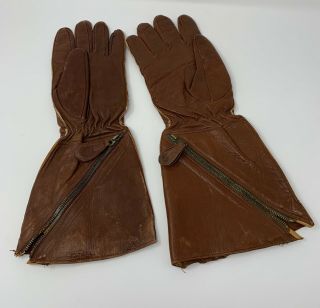 WW2 British RAF RCAF Leather Pilots Flight Gloves / / RAF Gloves 2